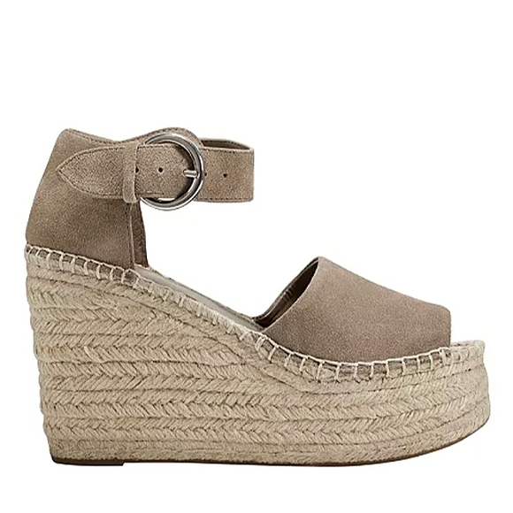 New No Box Marc Fisher LTD Alita Genuine Suede Platform Wedge Espadrille Sandal - Picture 2 of 6
